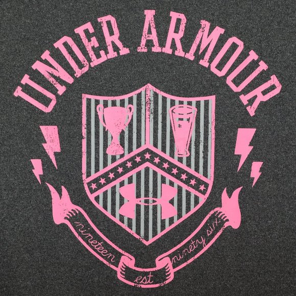 Under Armour Heat Gear Pink and Gray 3/4 Sleeve Baseball T-Shirt - Medium - Picture 3 of 6